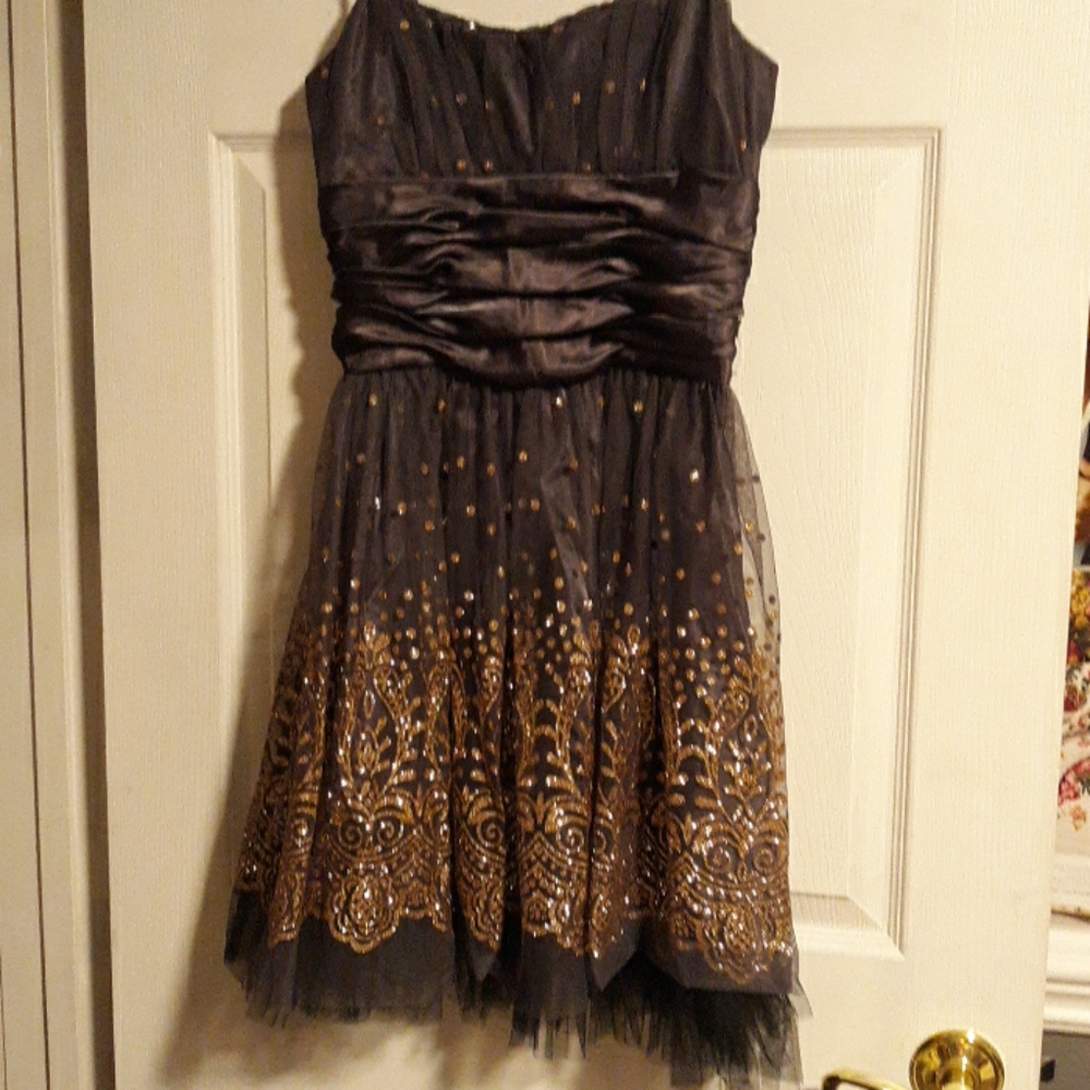 Morgan & Co. dark gray and glitter dress